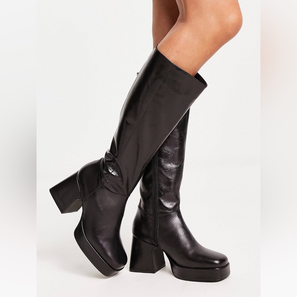 Topshop holly leather knee high boots